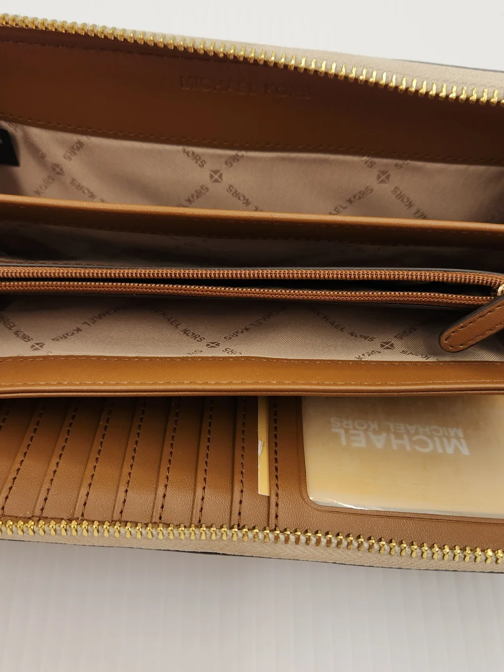 Michael Kors Beige Signature Wristlet Wallet
